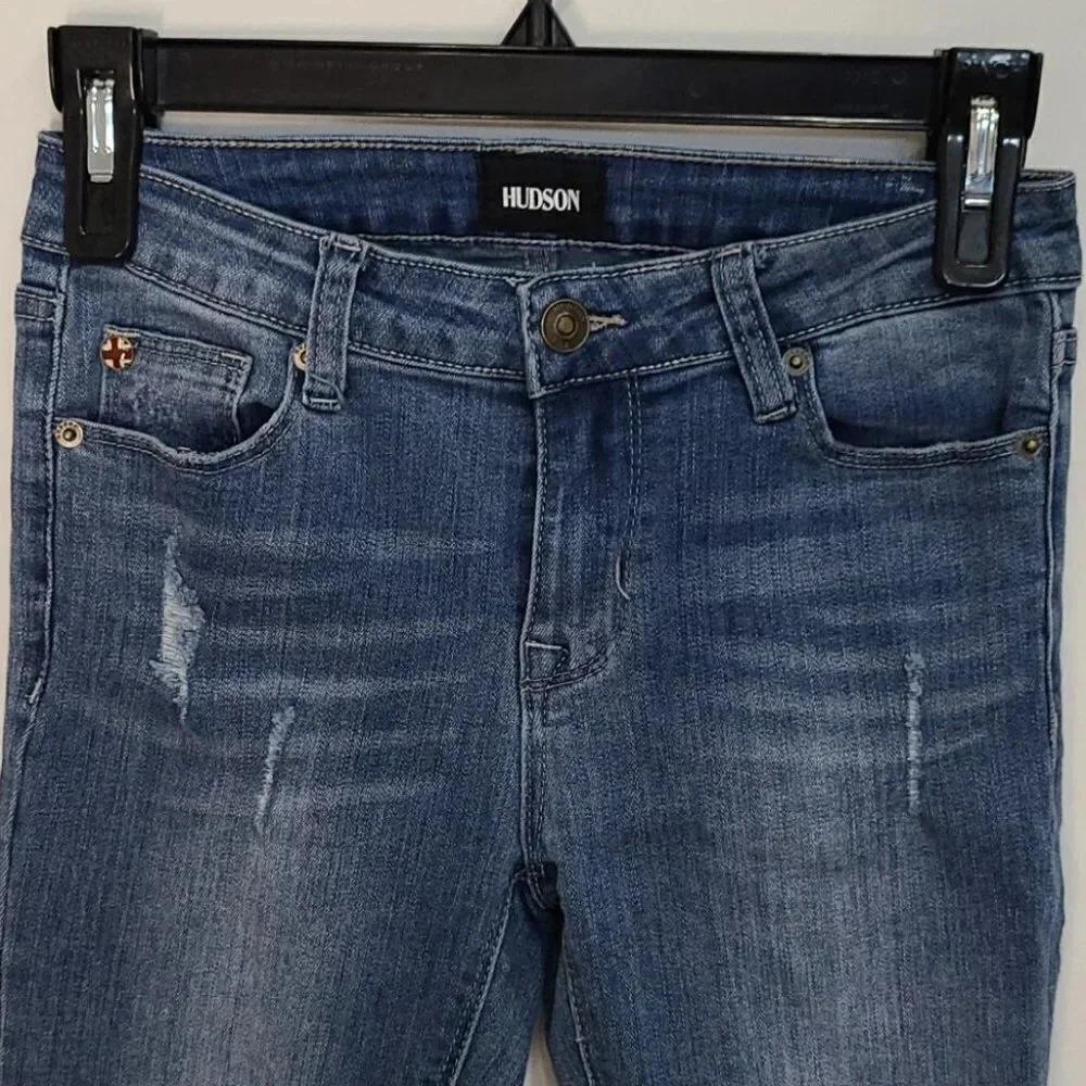 Hudson Distressed Raw Hem Denim Jeans - Picture 3 of 16